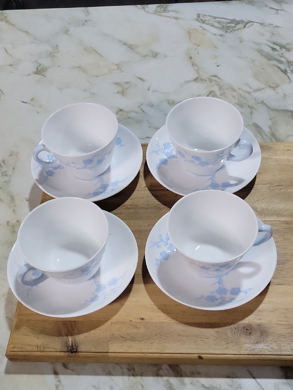 Spode White and Blue Floral Cup and Saucer Set